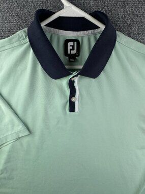 Footjoy FJ Polo Shirt Men Large Green Polyester Stretch Short Sleeve Collared